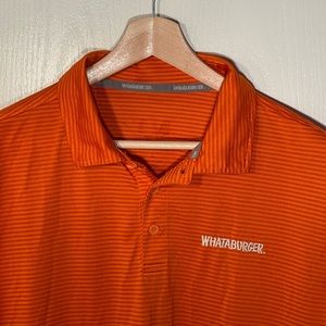 Whataburger Polo Shirt Adult Size Large Orange Striped Short Sleeve Uniform Top